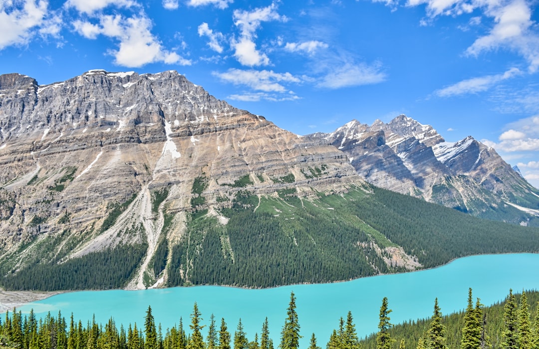 Canadian landscape with lake and mountains