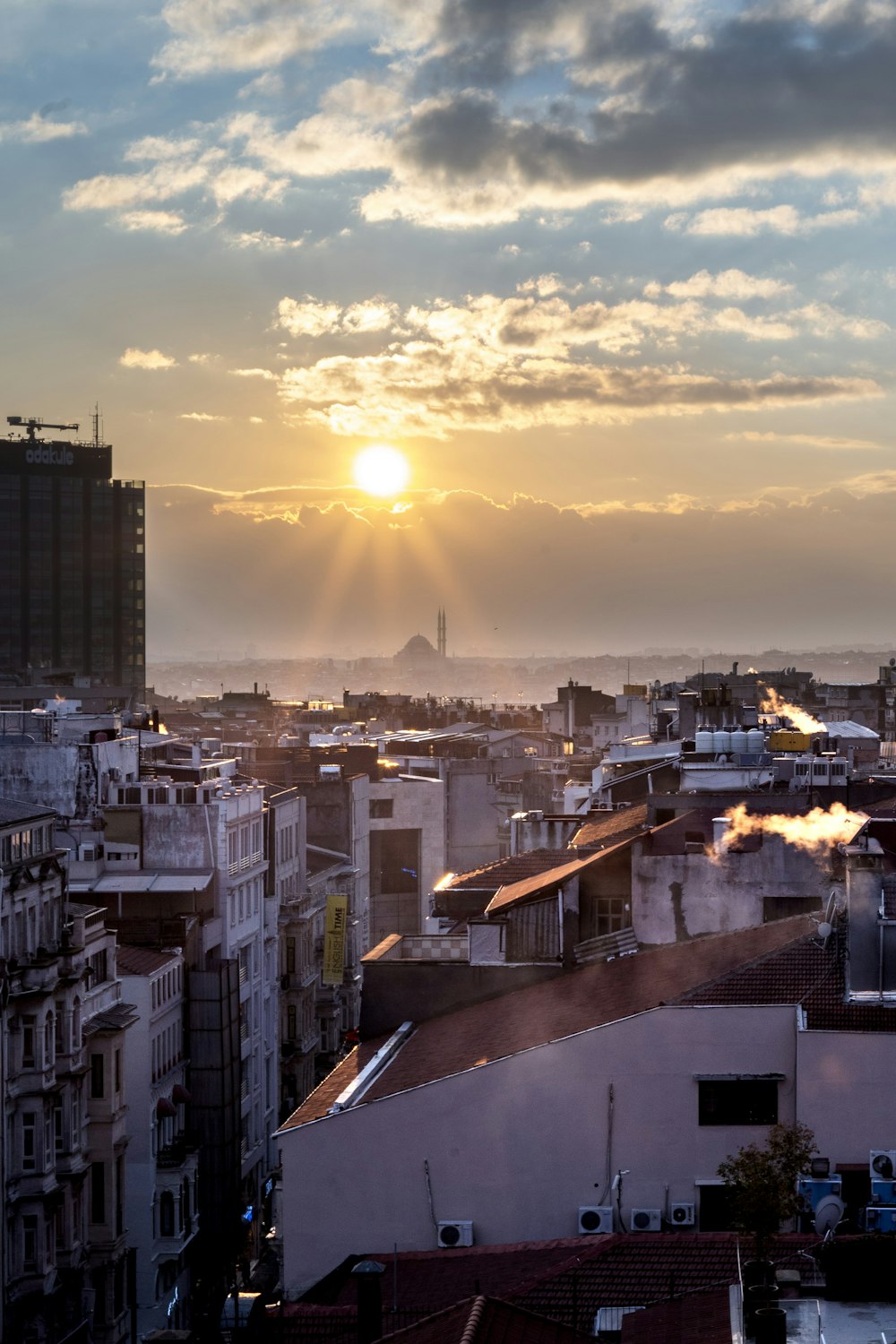 aerial photography of building during sunrise