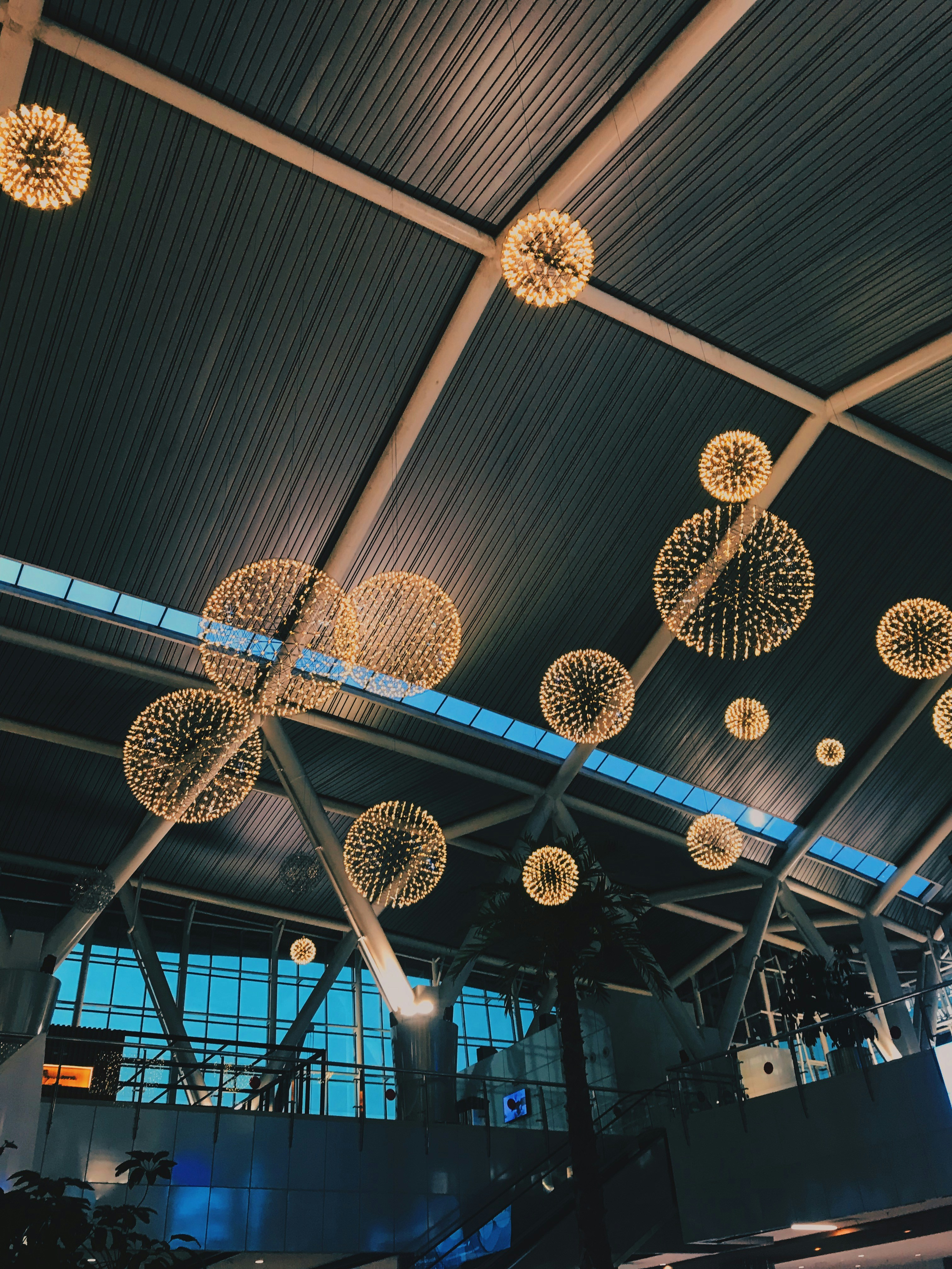 yellow round pendant lamps