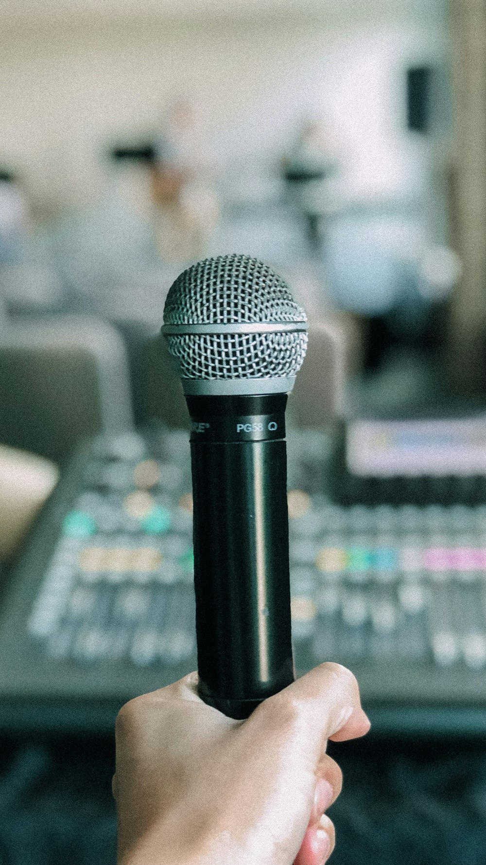 black and gray wireless microphone