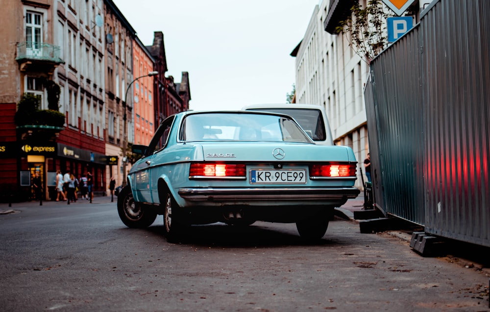 blue Mercedes-Benz coupe