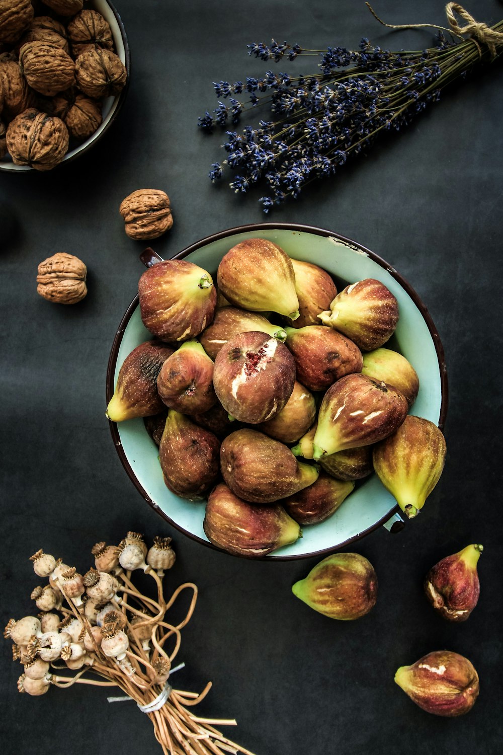 brown fruits in plate