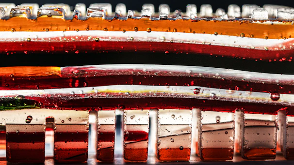 Visual of photofart’s layer panel with colorful layers stacked and blending modes applied.