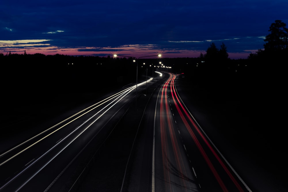 steel wool light photography of road