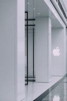 Apple logo on concrete building