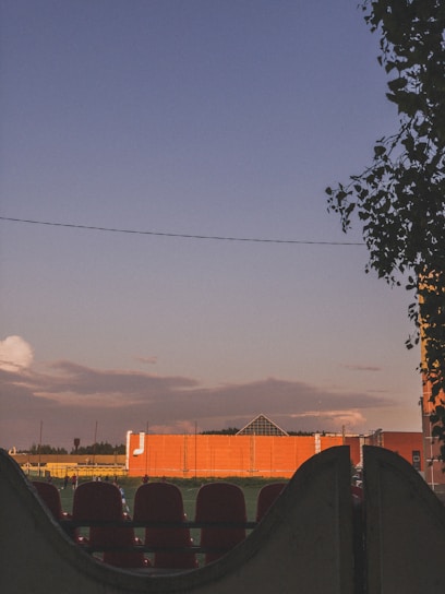 Sunset view of the football field in Carboneras surrounded by Mediterranean coastline