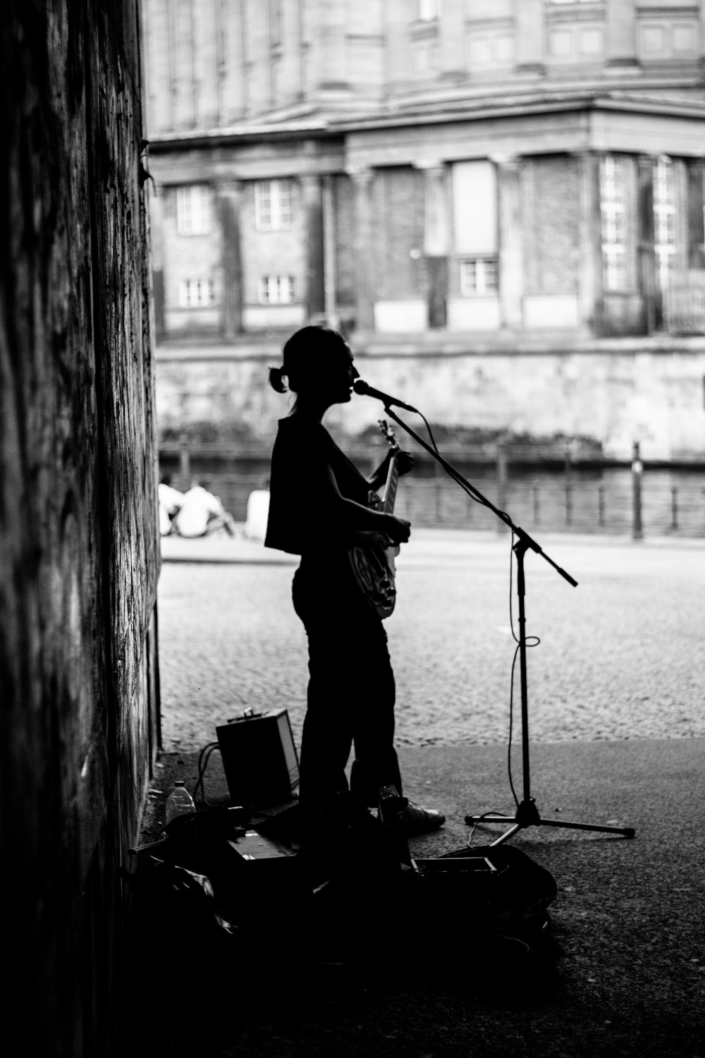 man singing using microphone