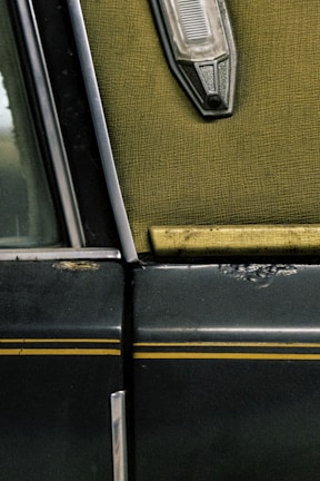 Before and after photos of a car's scratched door panel, showing the restoration progress.