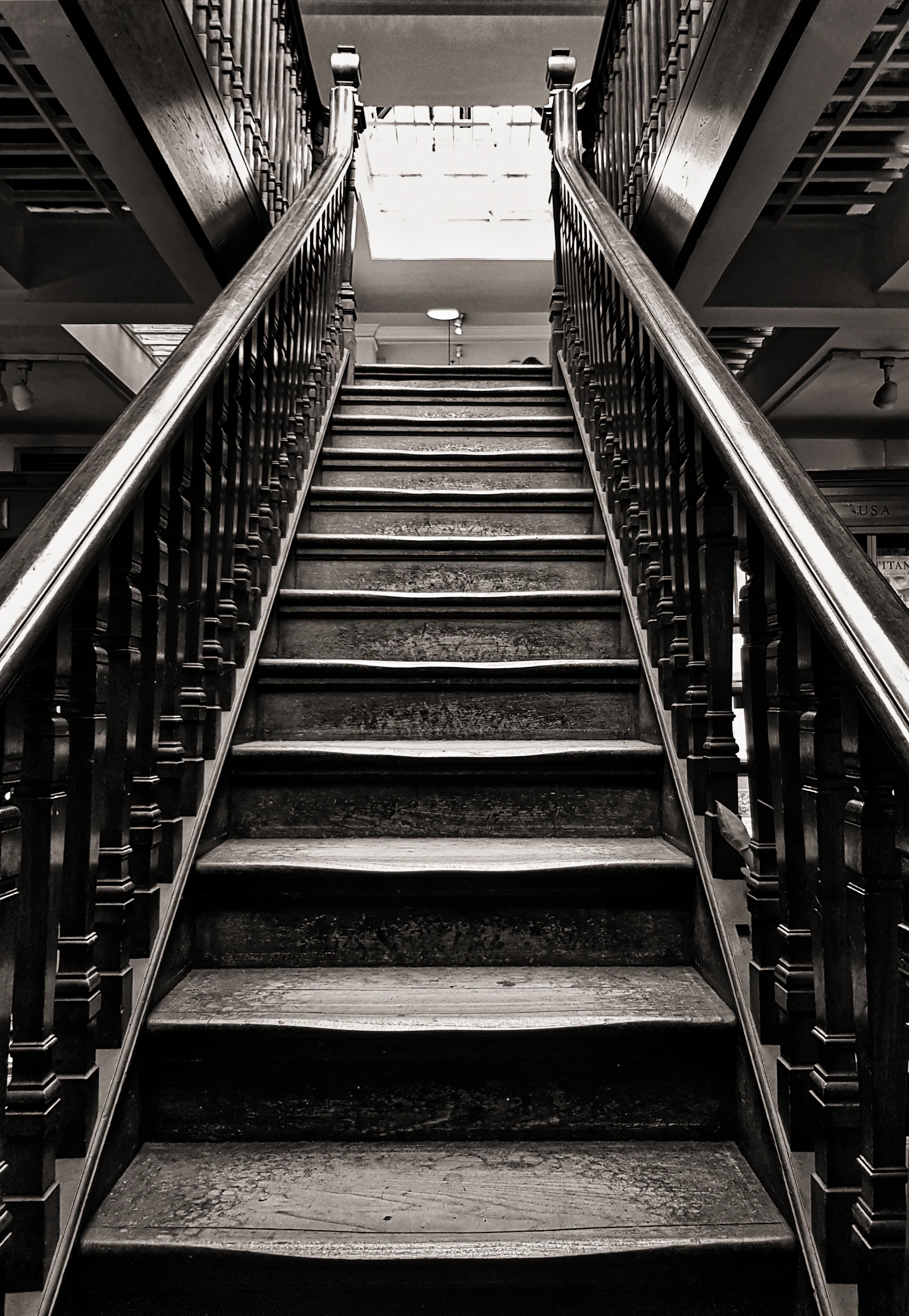 Gray wooden stairs