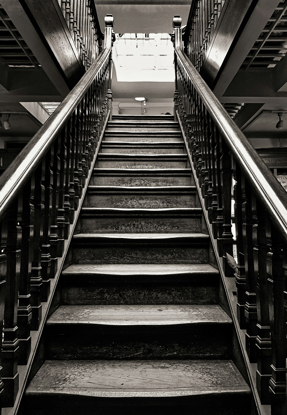 gray wooden stairs