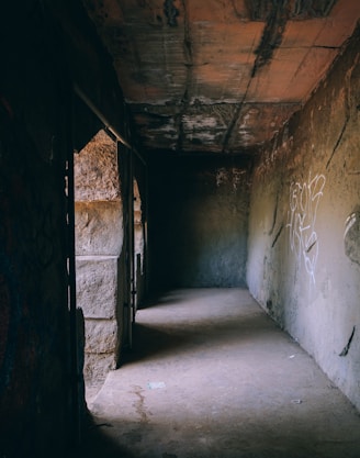 gray concrete hallway with no people