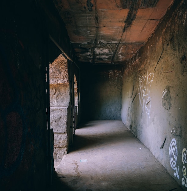 gray concrete hallway with no people