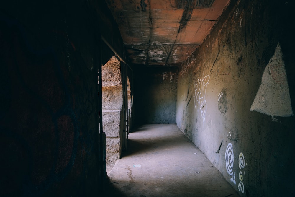 gray concrete hallway with no people