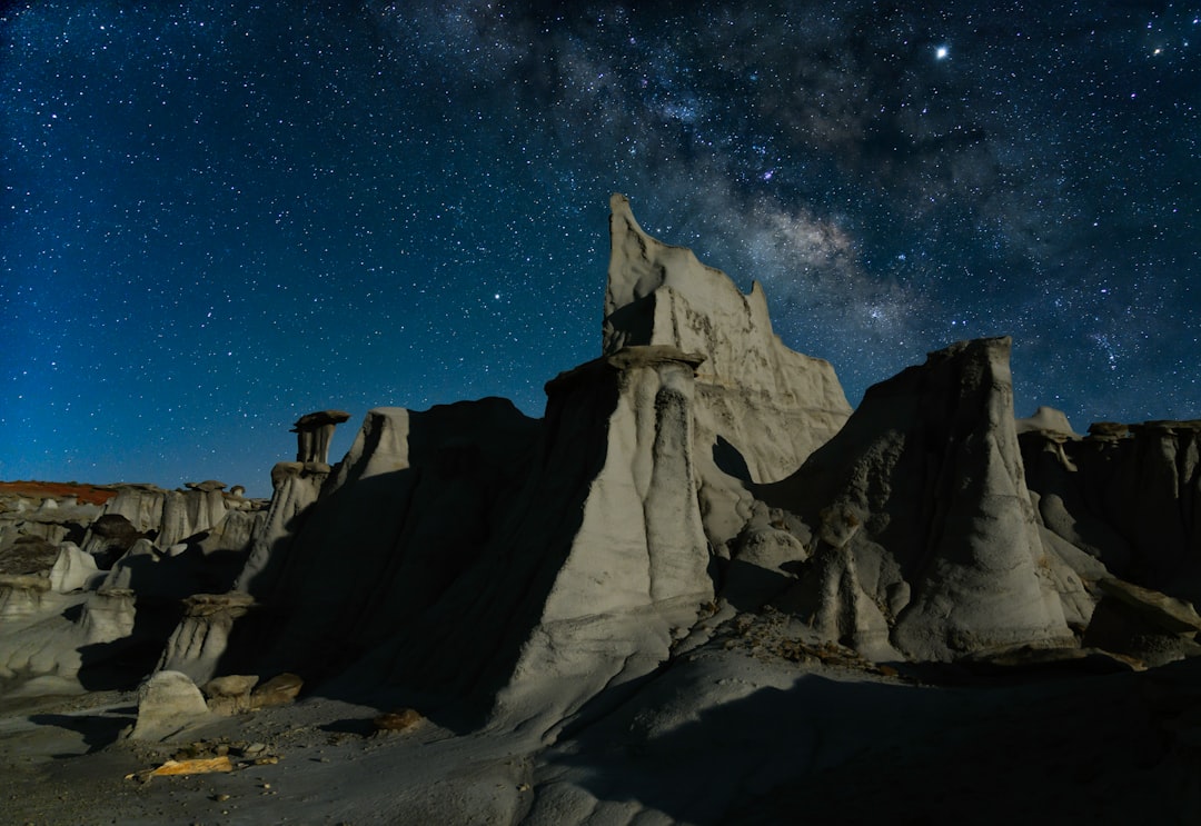 grey rock canyon at nighttime
