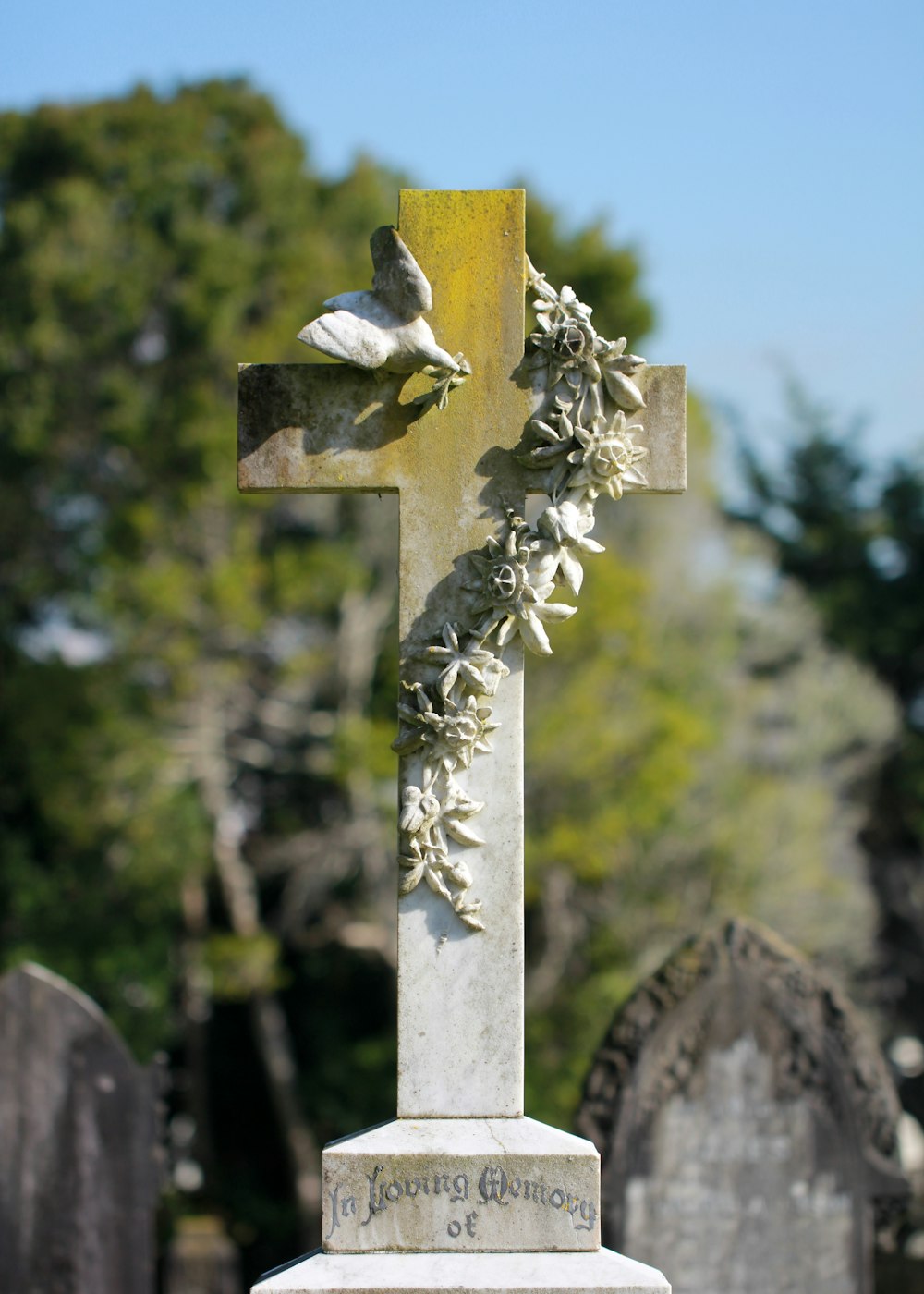 concrete cross tombstone