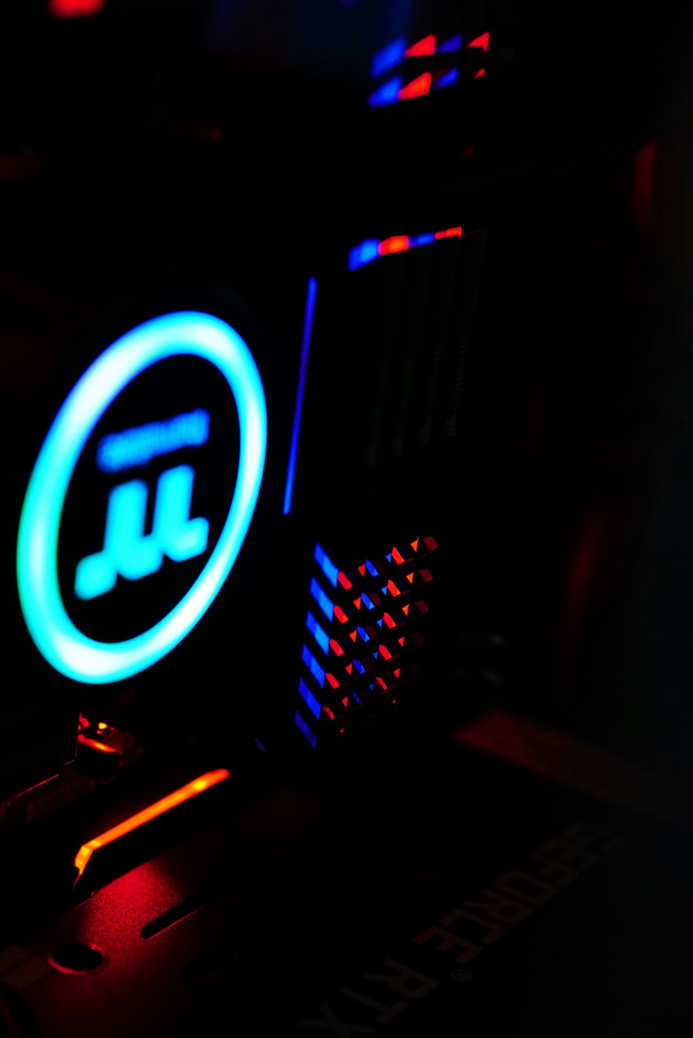a close up of a lit up computer