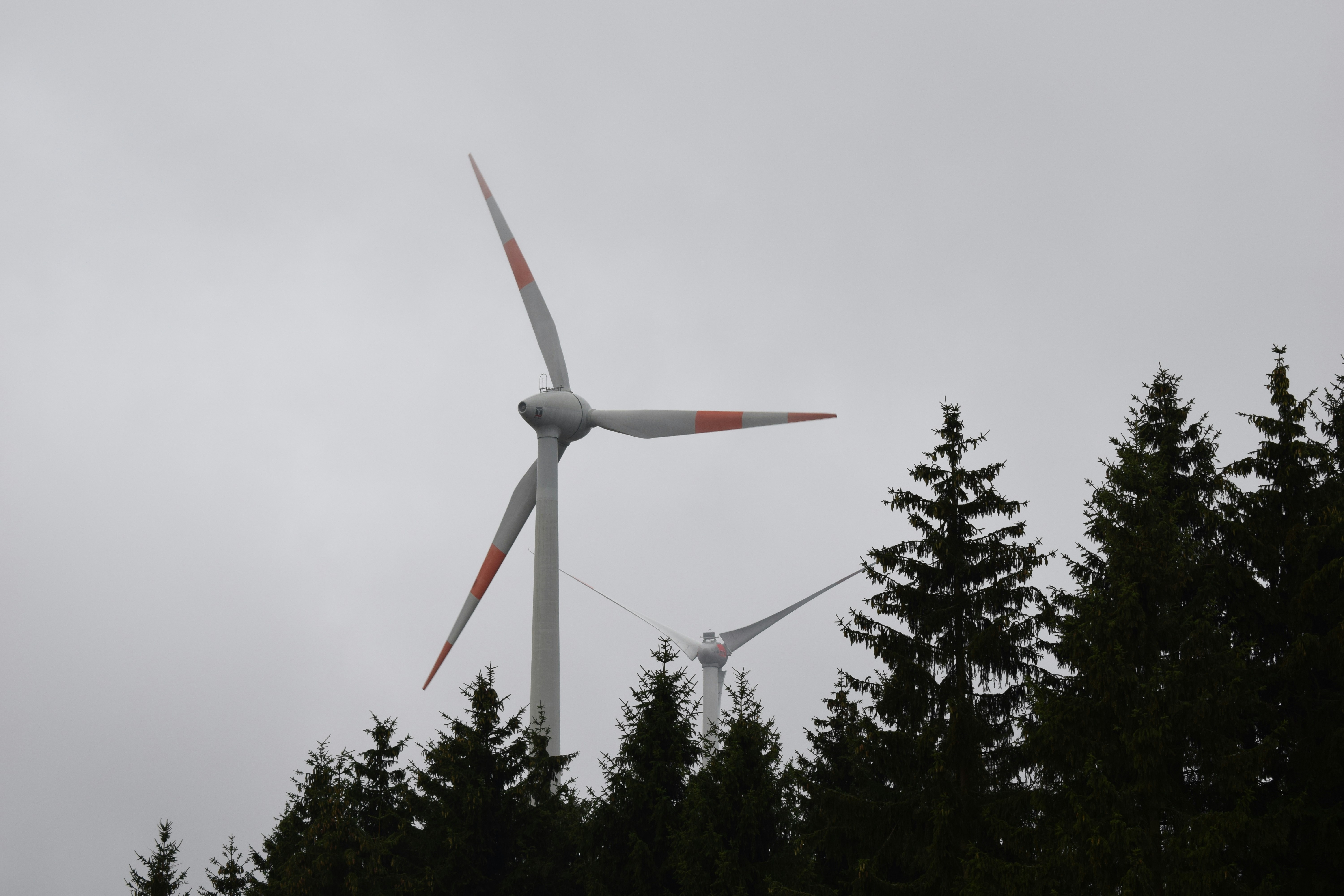 wind turbine, grey sky in Thuringia, Germany