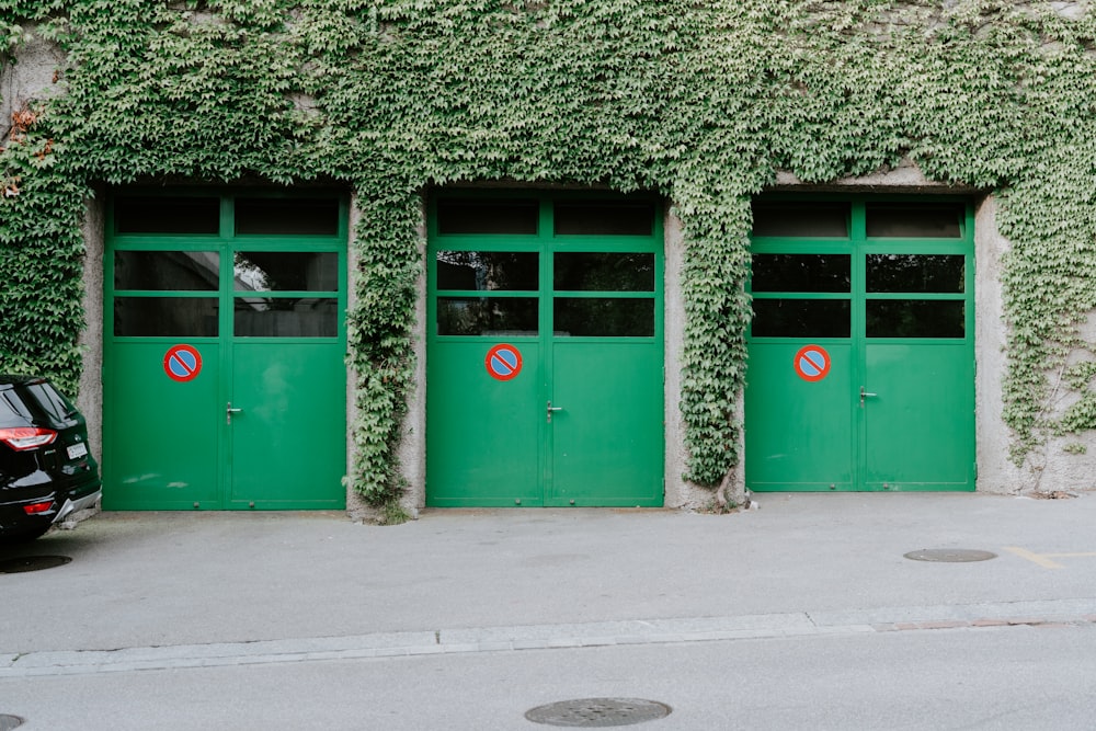 three green doors