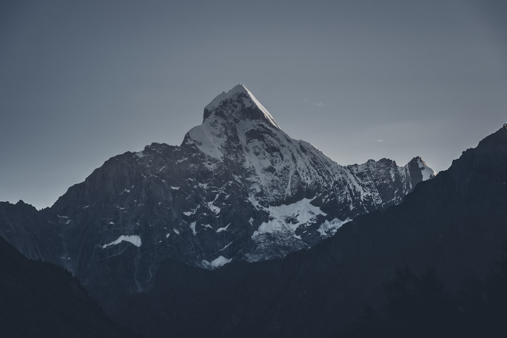 landscape photography of black and white mountain