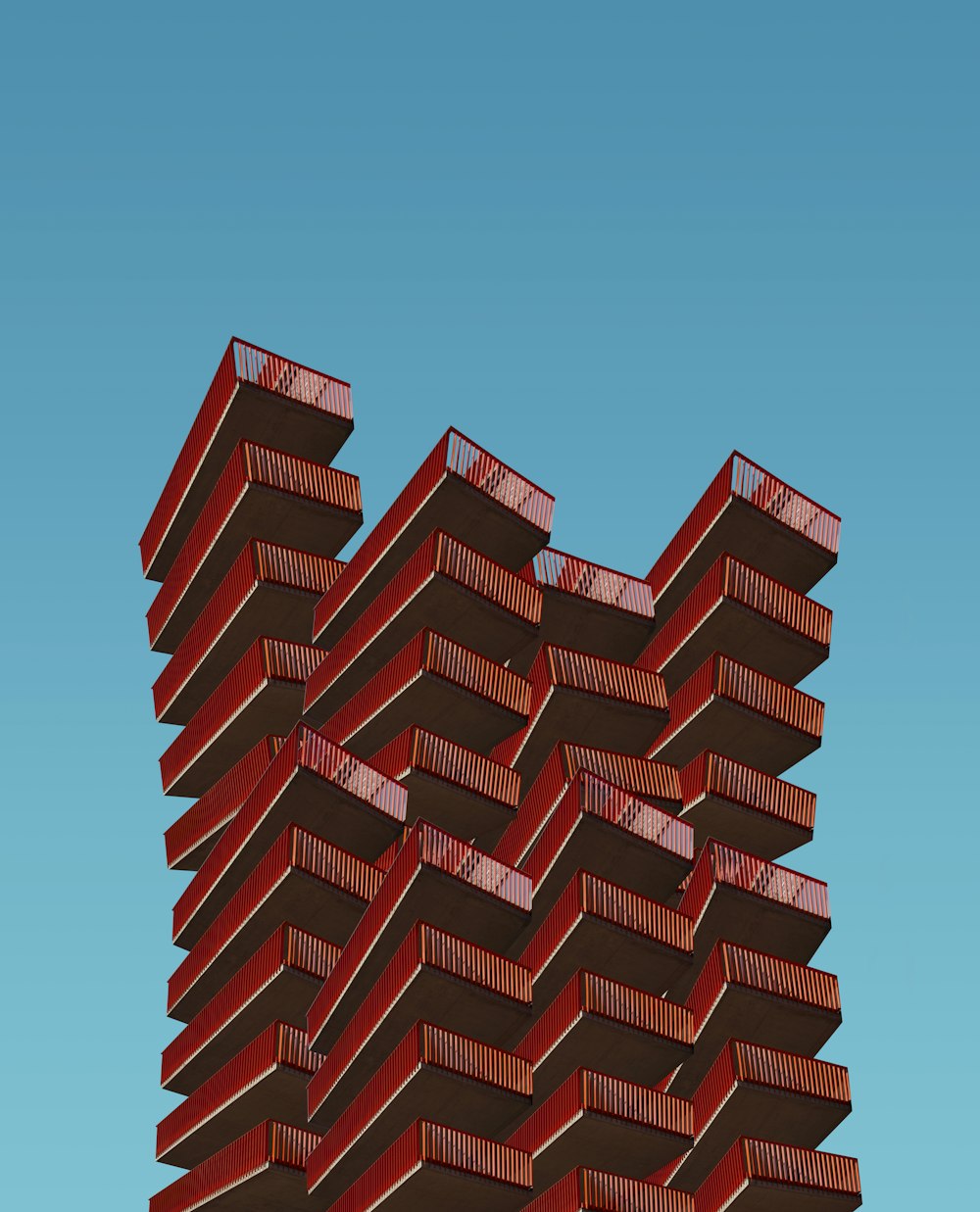 red high-rise building illustration