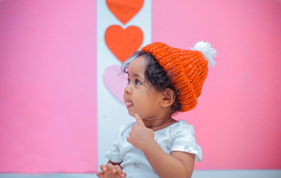 toddler wearing knit cap