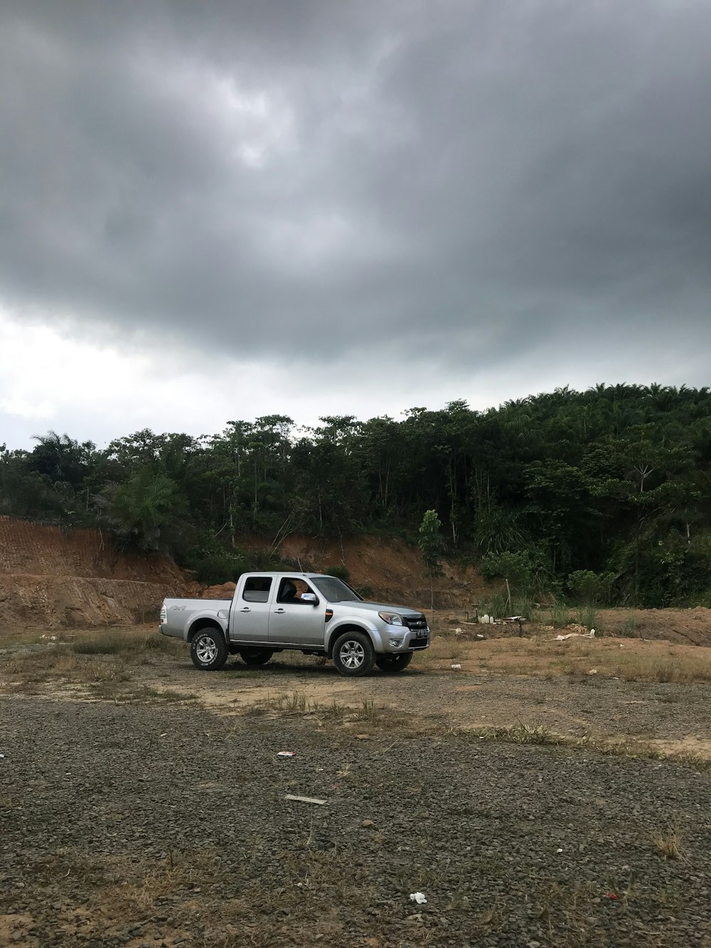 grey crew cab pickup truck