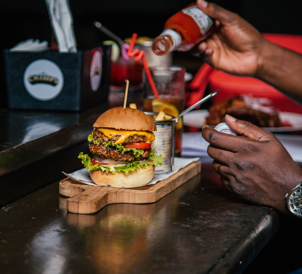 burger with sliced vegetable