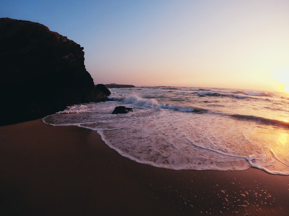 seashore beside rocks