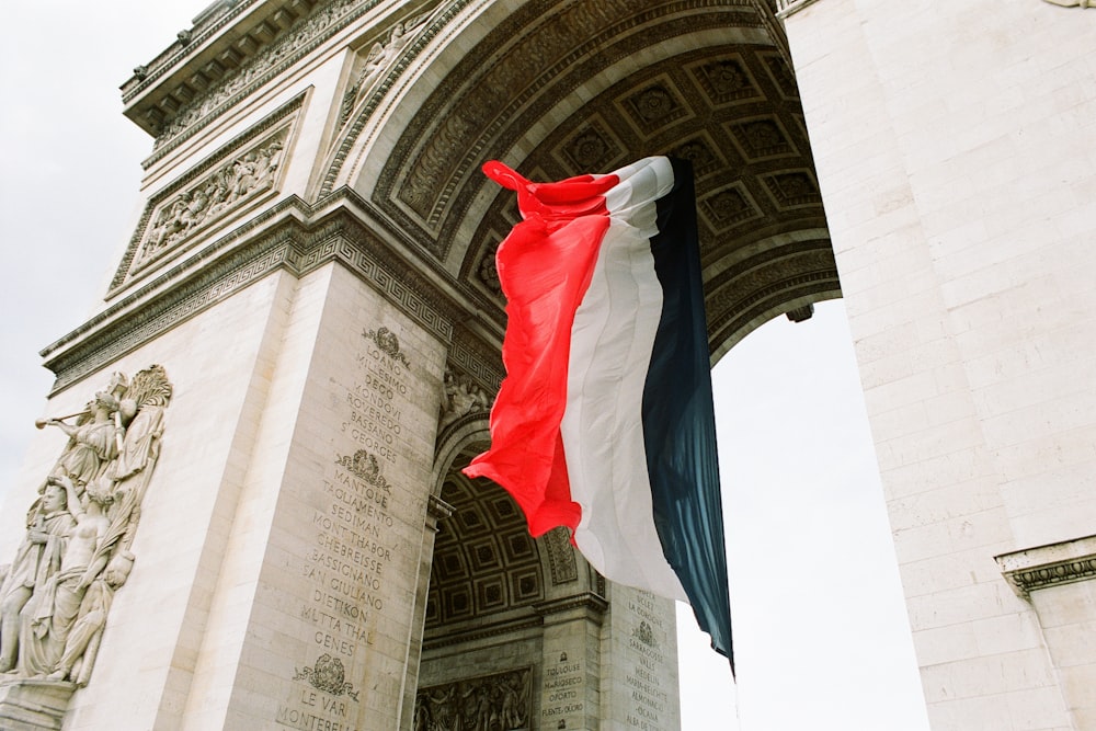 multicolored flag near building