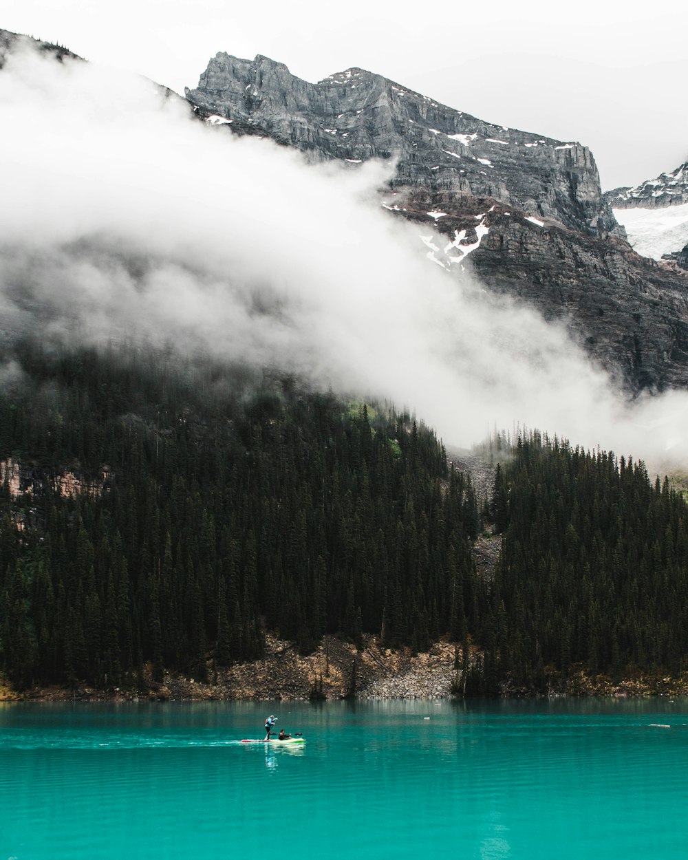 body of water near mountain