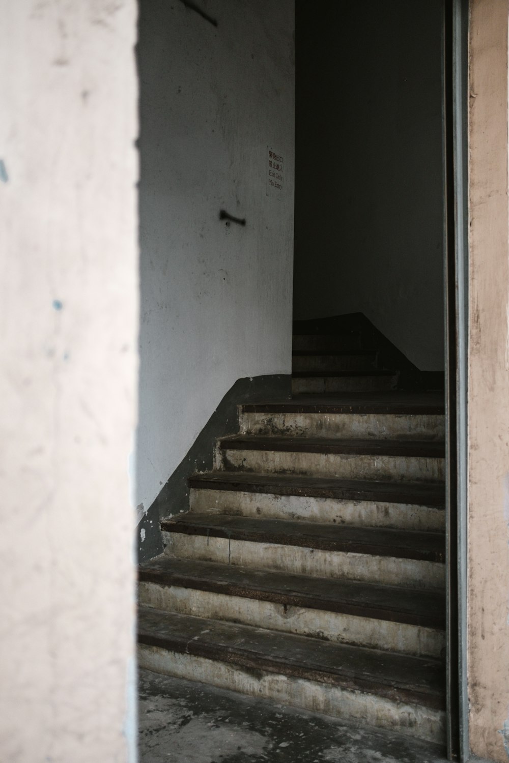 gray concrete stair