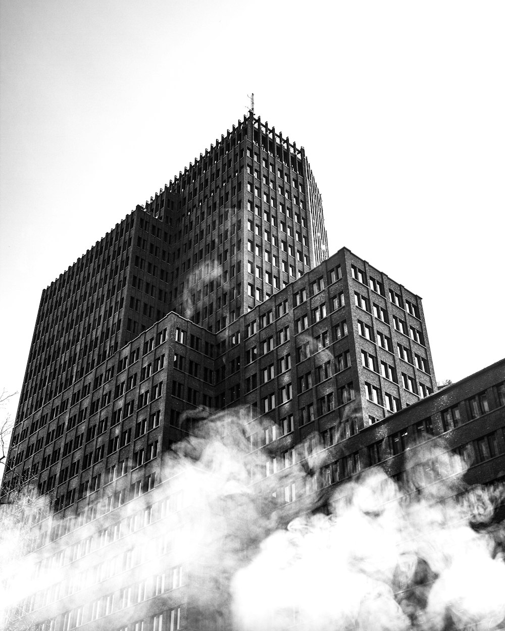 architectural photo of gray and black building