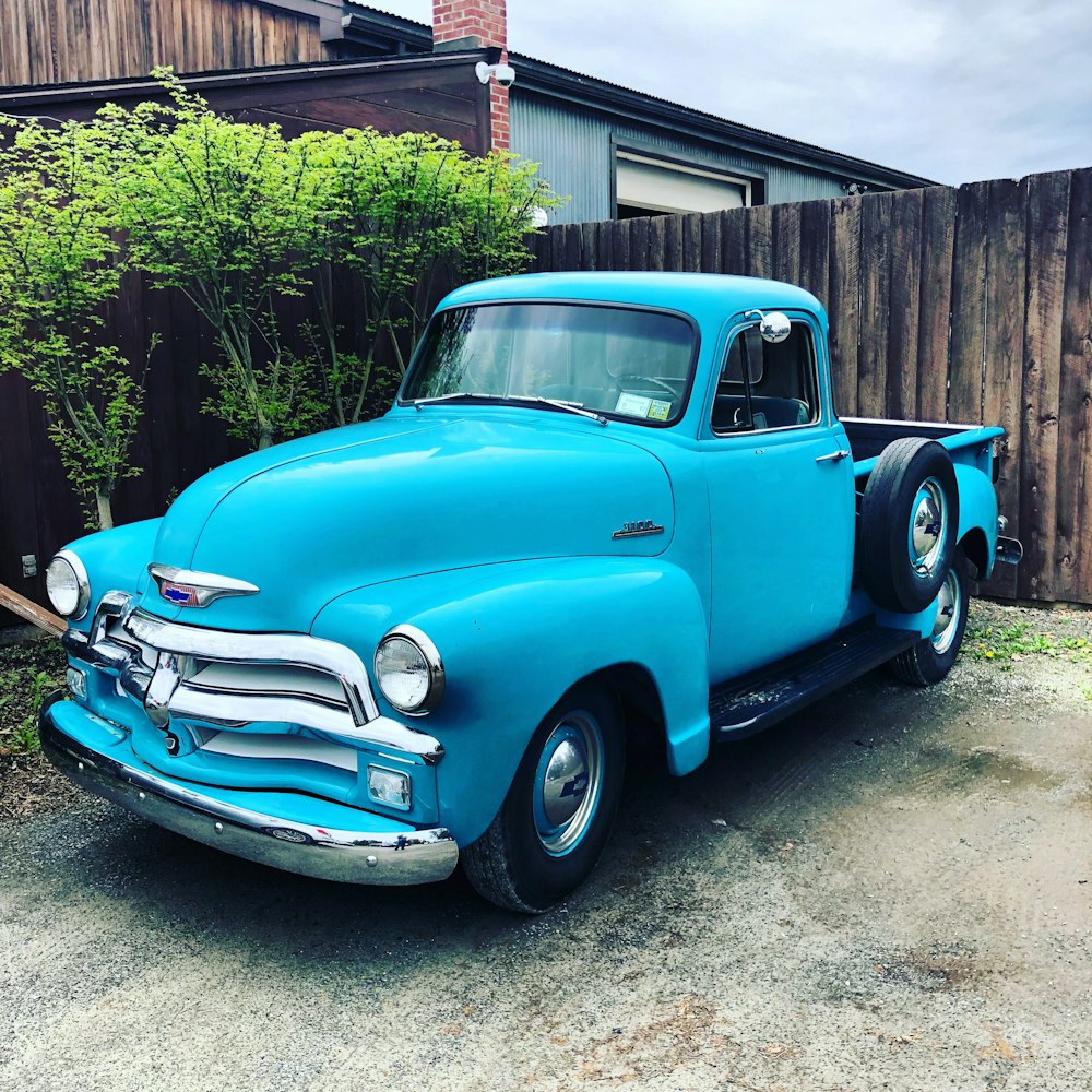 blue pickup truck