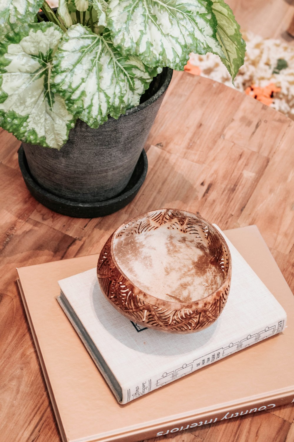 copper-colored table decor