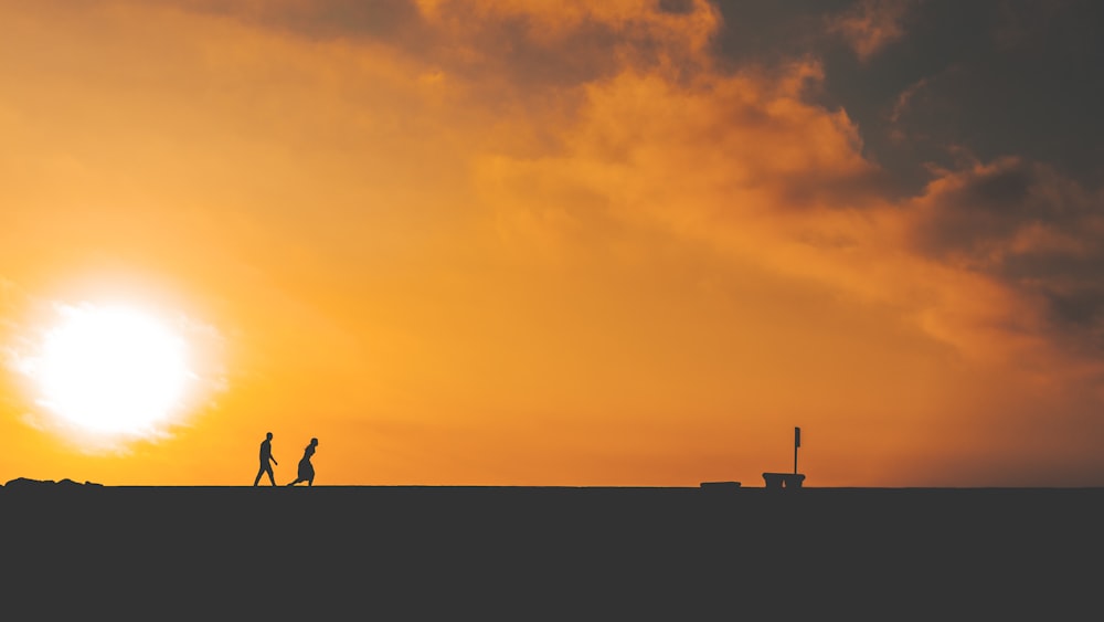 silhouette of people during golden hour