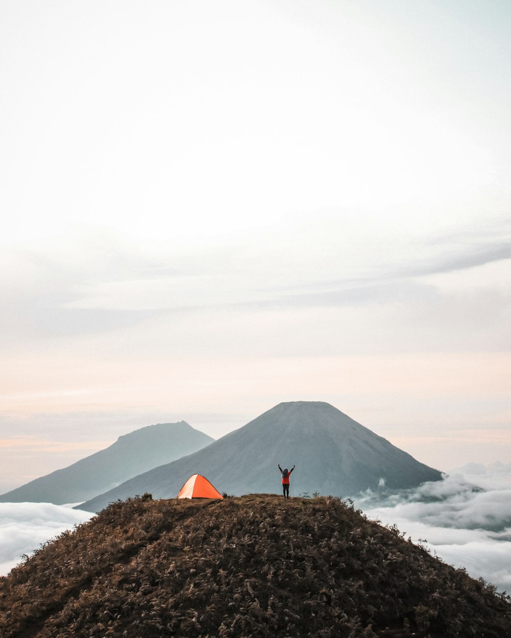 person standing on mountain