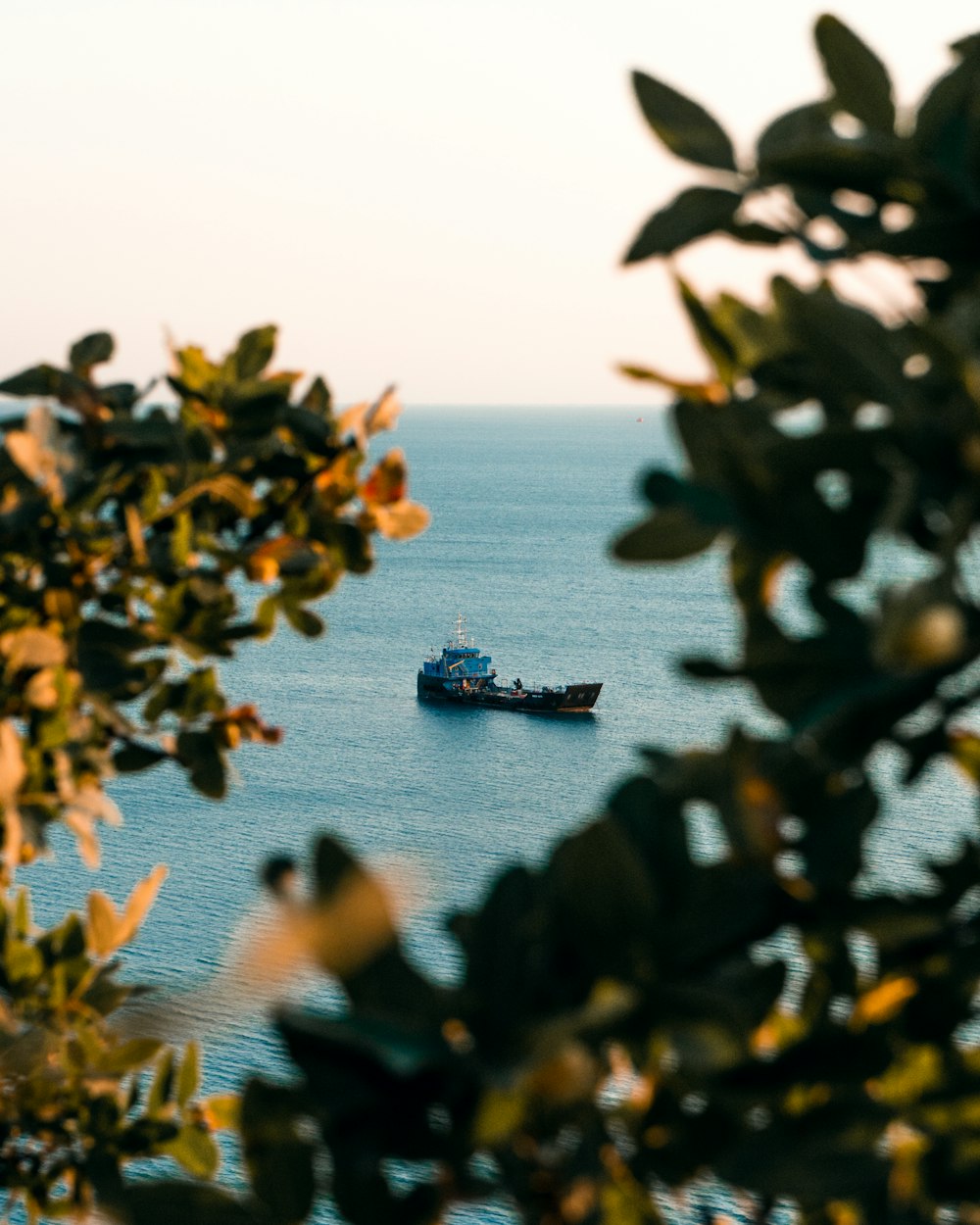 black ship on sea