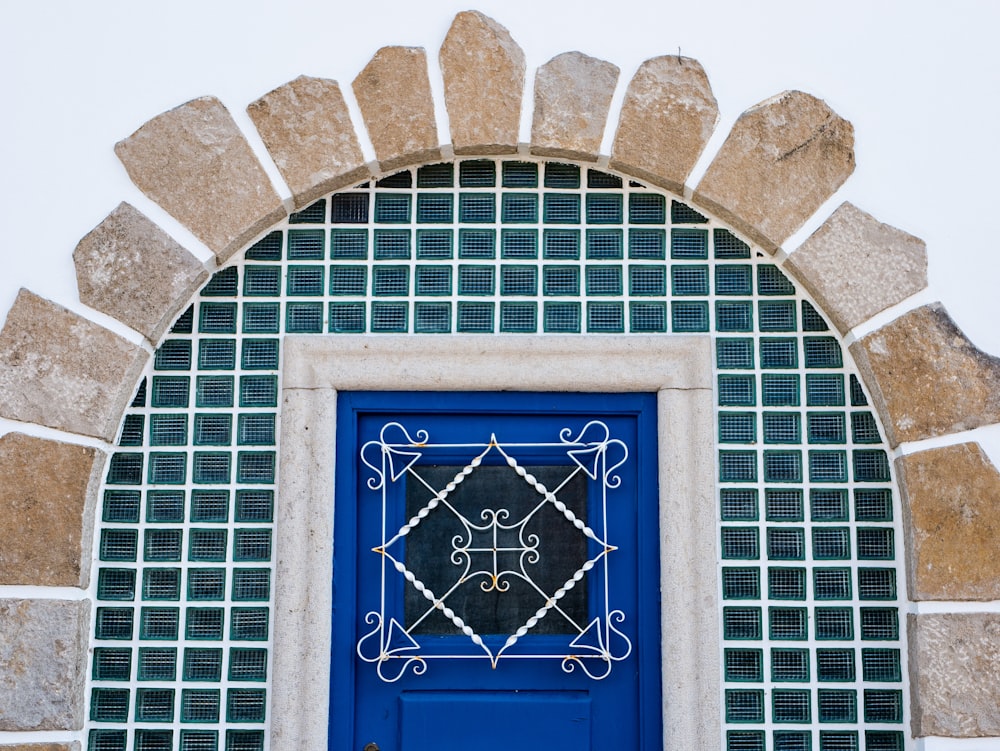 blue and gray door