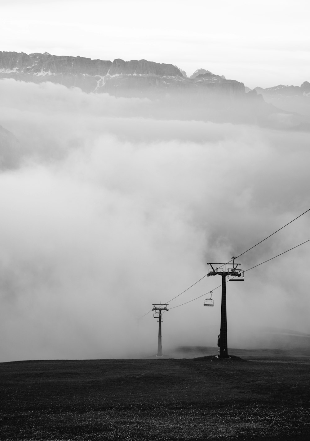 clouds forming near cable cart