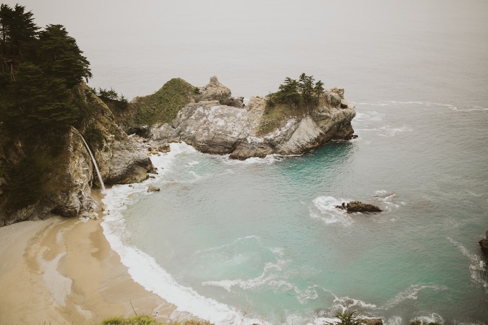 a view of the ocean from a cliff