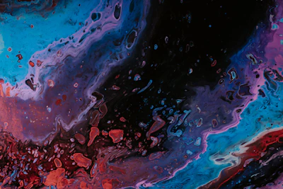 A vibrant abstract painting from the Energy Flow collection, bursting with dynamic colors and fluid shapes.
