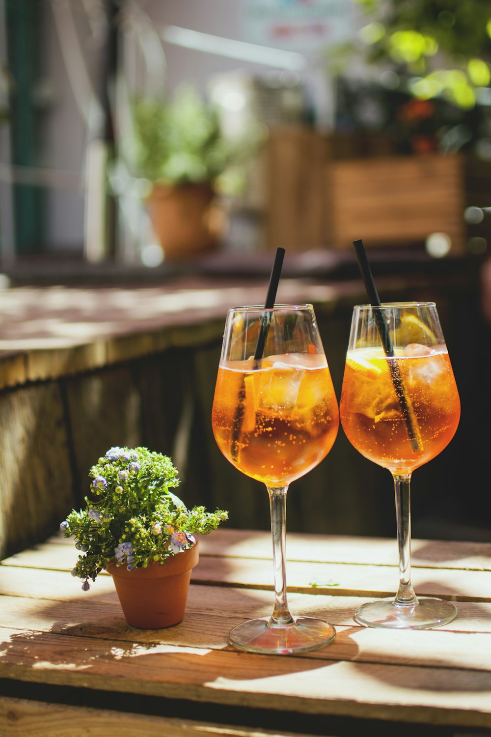 two footed glass on table