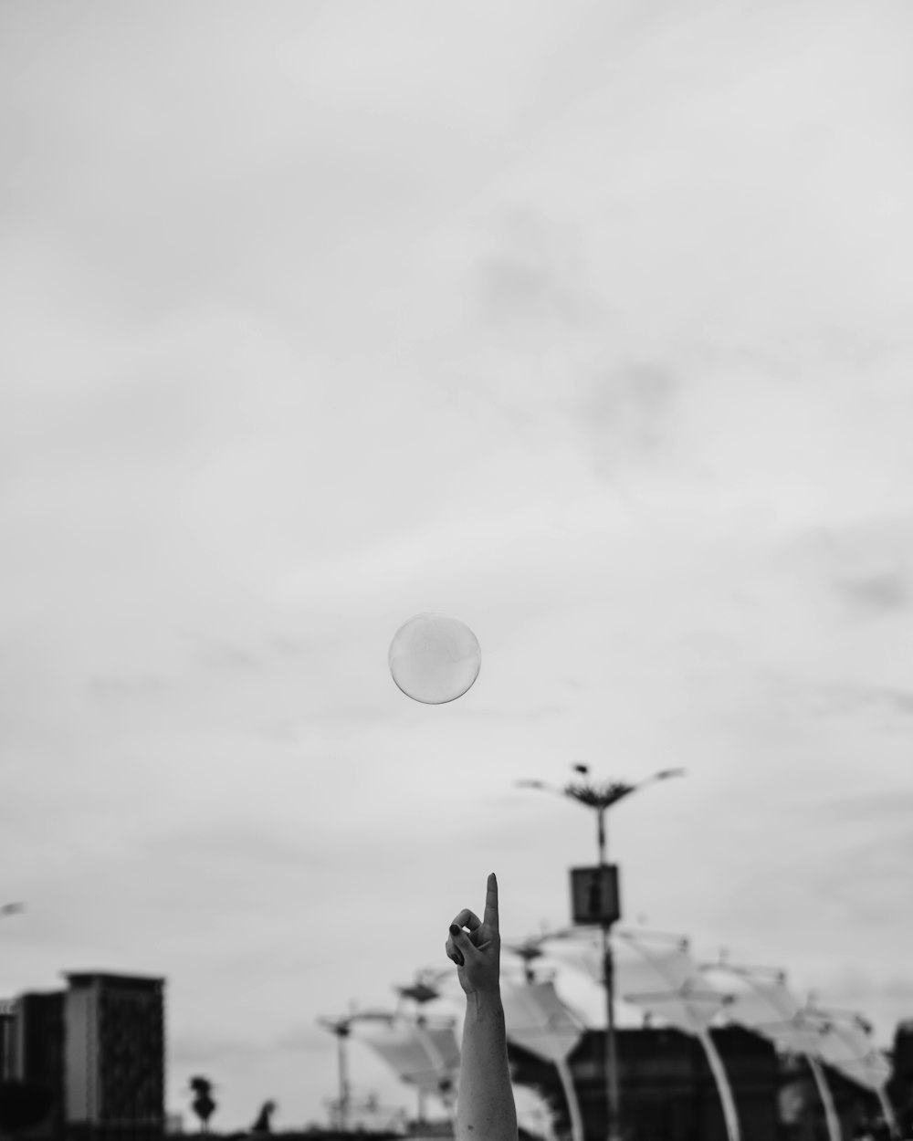 grayscale photography of bubble