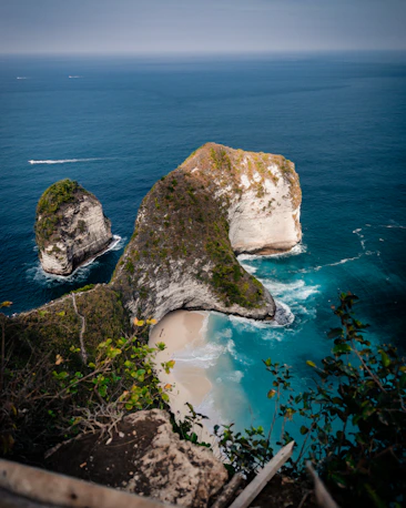 rocky hill viewing blue sea
