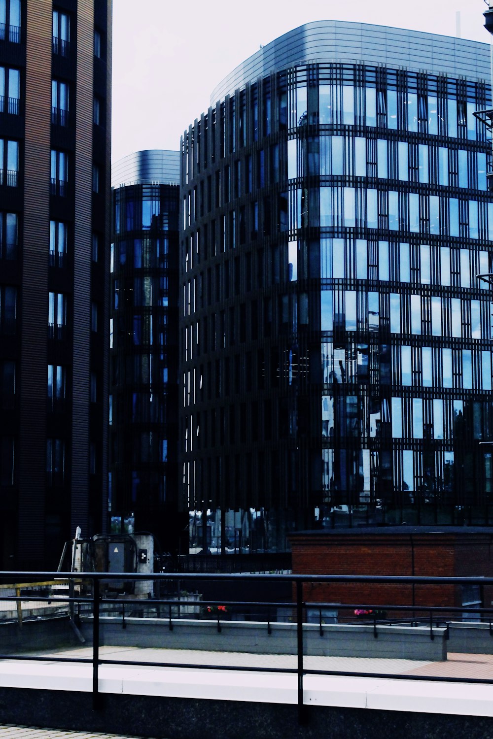 blue glass-curtain building