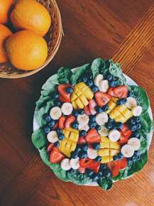 fruit salad on white plate