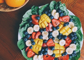 fruit salad on white plate