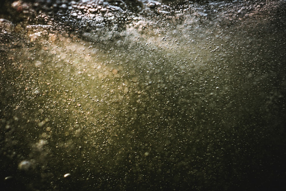 a close up of water bubbles on a surface