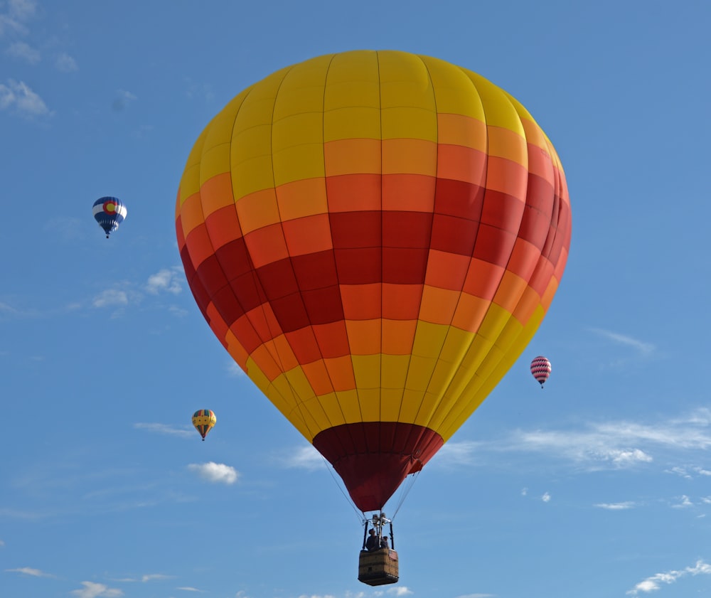 yellow and red hot air balloon