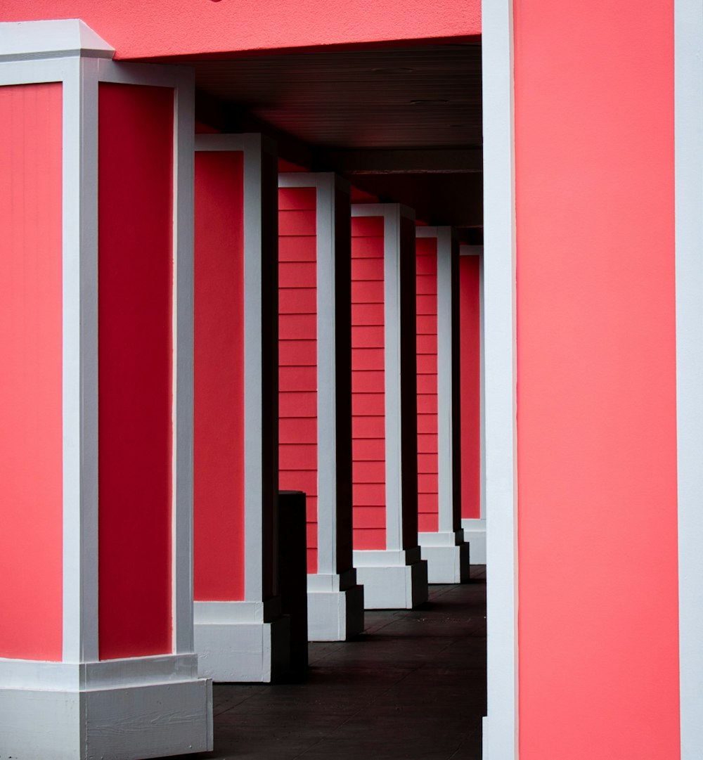 red and white concrete pillars